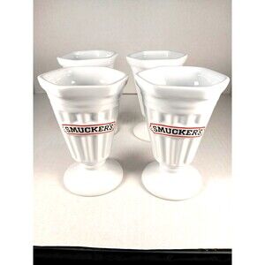 VTG Smucker’s Sundae Ice Cream Dishes Parfait Dessert Ceramic Cups Set Of 4